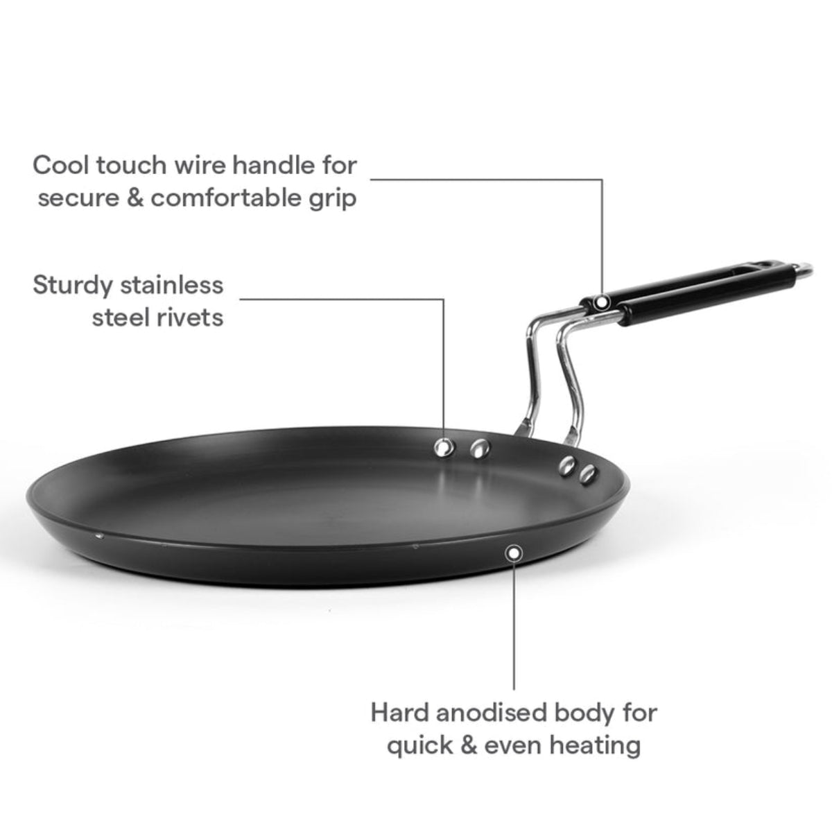 Borosil Hard Anodized Induction Base Flat Tawa