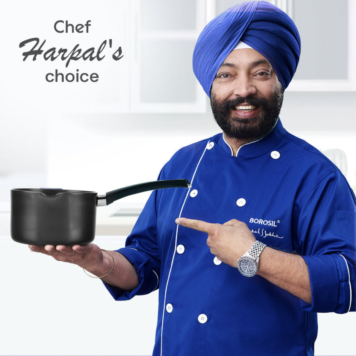 Borosil Hard Anodized Induction Base Spout Sauce Pan