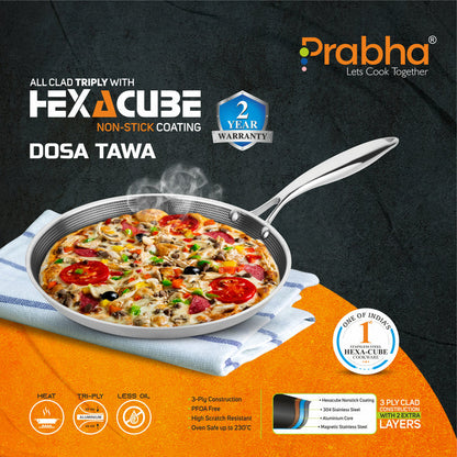Prabha Steels Triply Hexa Cube Dosa Tawa 26cm , 28 cm  , 30 cm