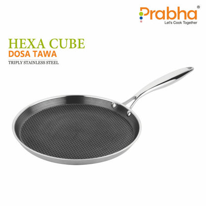 Prabha Steels Triply Hexa Cube Dosa Tawa 26cm , 28 cm  , 30 cm