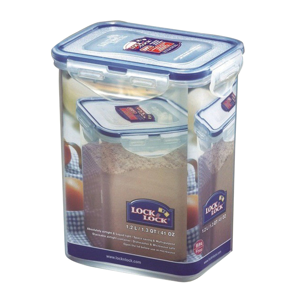 LocknLock Classics Medium Tall Rectangular Food Container with Leak Proof Locking Lids Set Of 3 Pcs