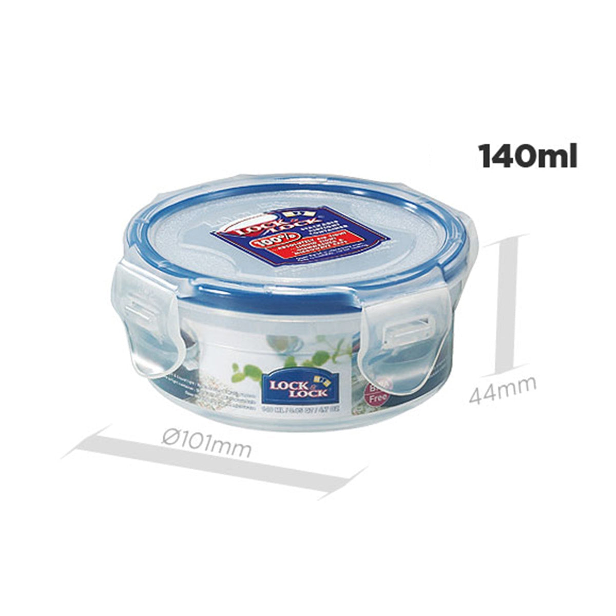 LocknLock Classics Round Food Container with Leak Proof Locking Lid, Clear