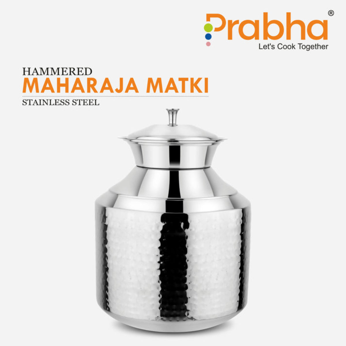Prabha Stainless Steel Water Storing Maharaja Hammered Matki for Home & Kitchen