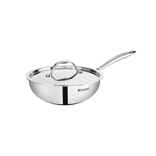 Bergner Argent Tri-Ply Stainless Steel Wok 22 cm (2.2 L)