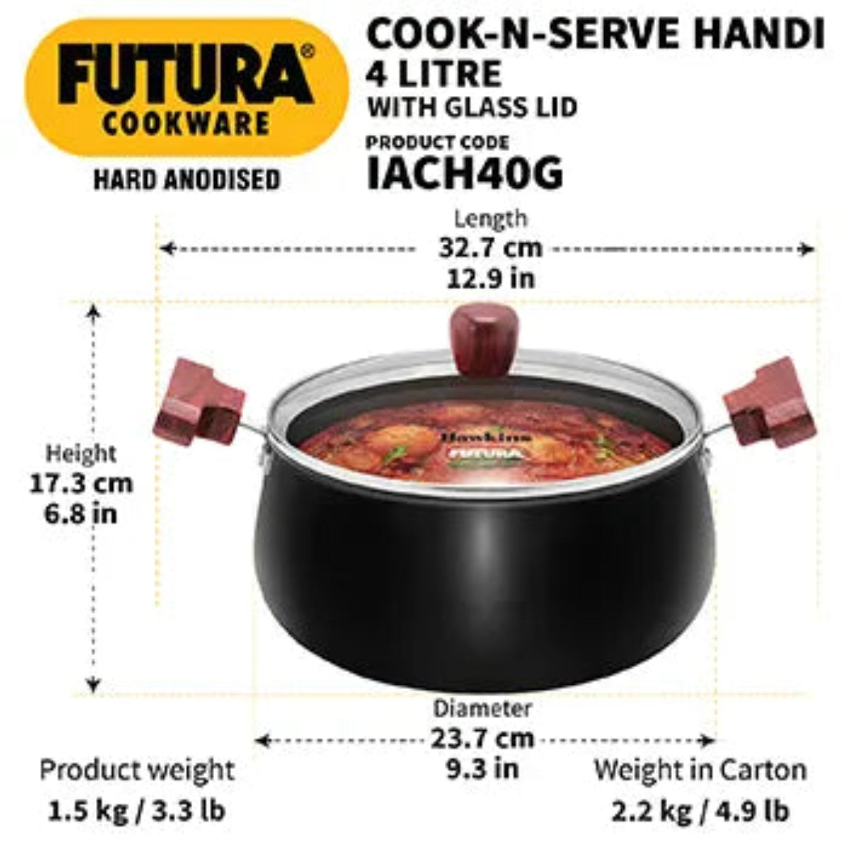 Hawkins Induction Compatible Hard Anodised Cook-n-Serve Handi