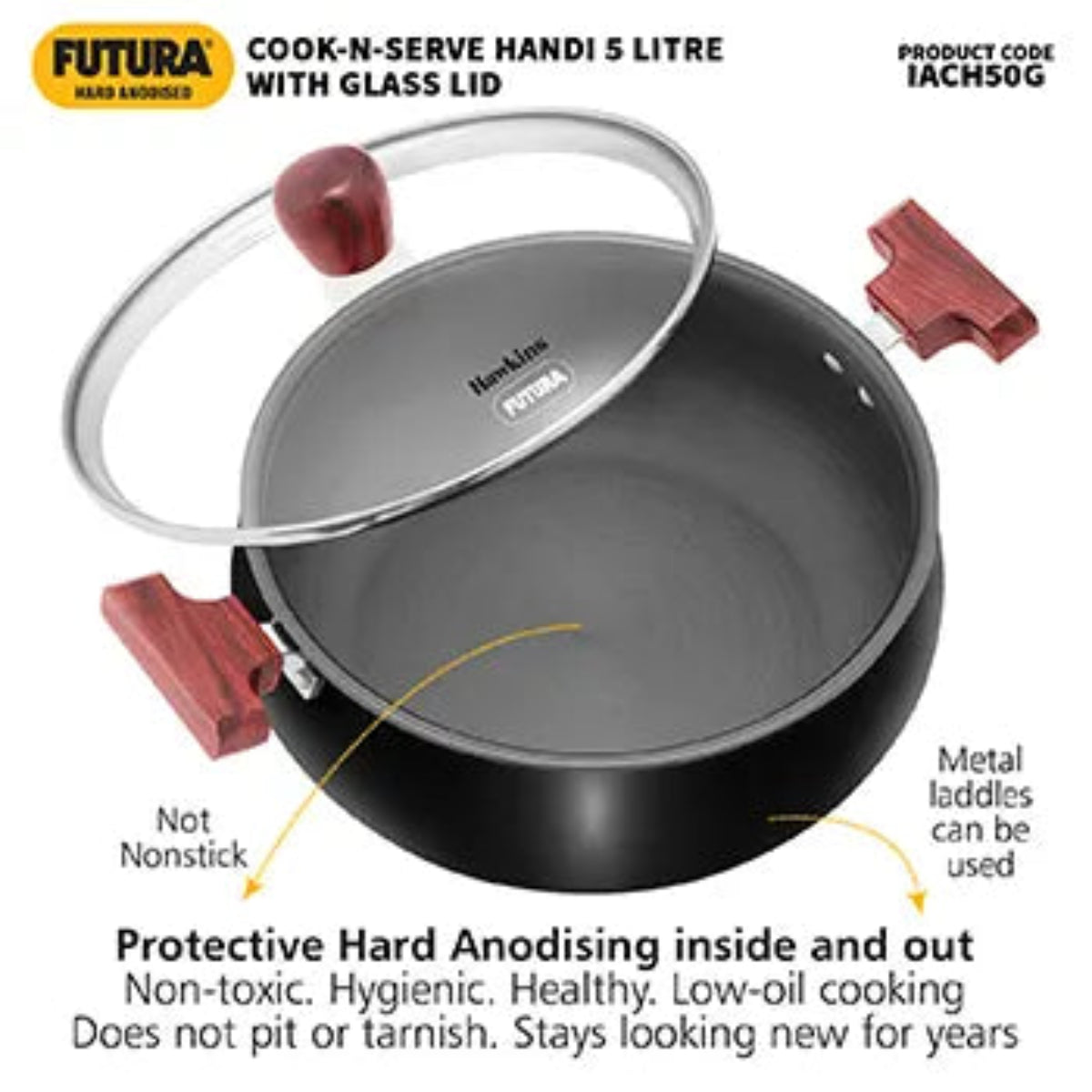Hawkins Induction Compatible Hard Anodised Cook-n-Serve Handi