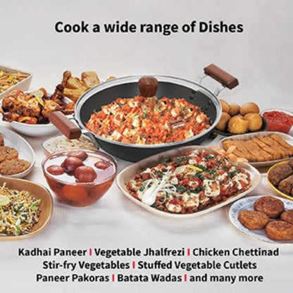 Futura By Hawkins Induction Compatible Hard Anodised Deep-Fry Pan 3.75 Litre with Glass Lid (Flat Bottom)