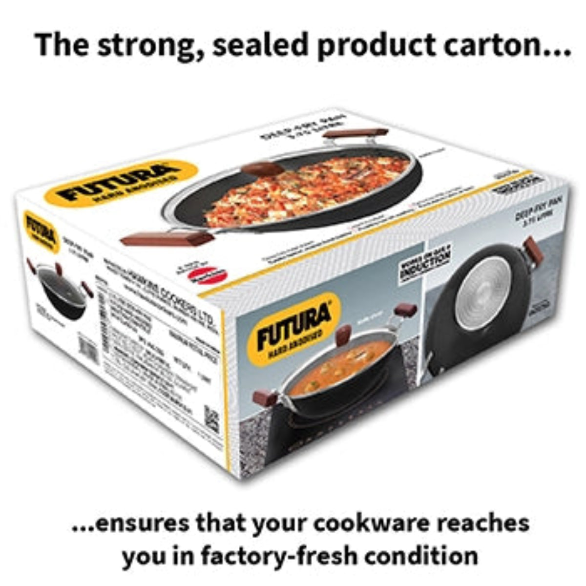 Futura By Hawkins Induction Compatible Hard Anodised Deep-Fry Pan 3.75 Litre with Glass Lid (Flat Bottom)