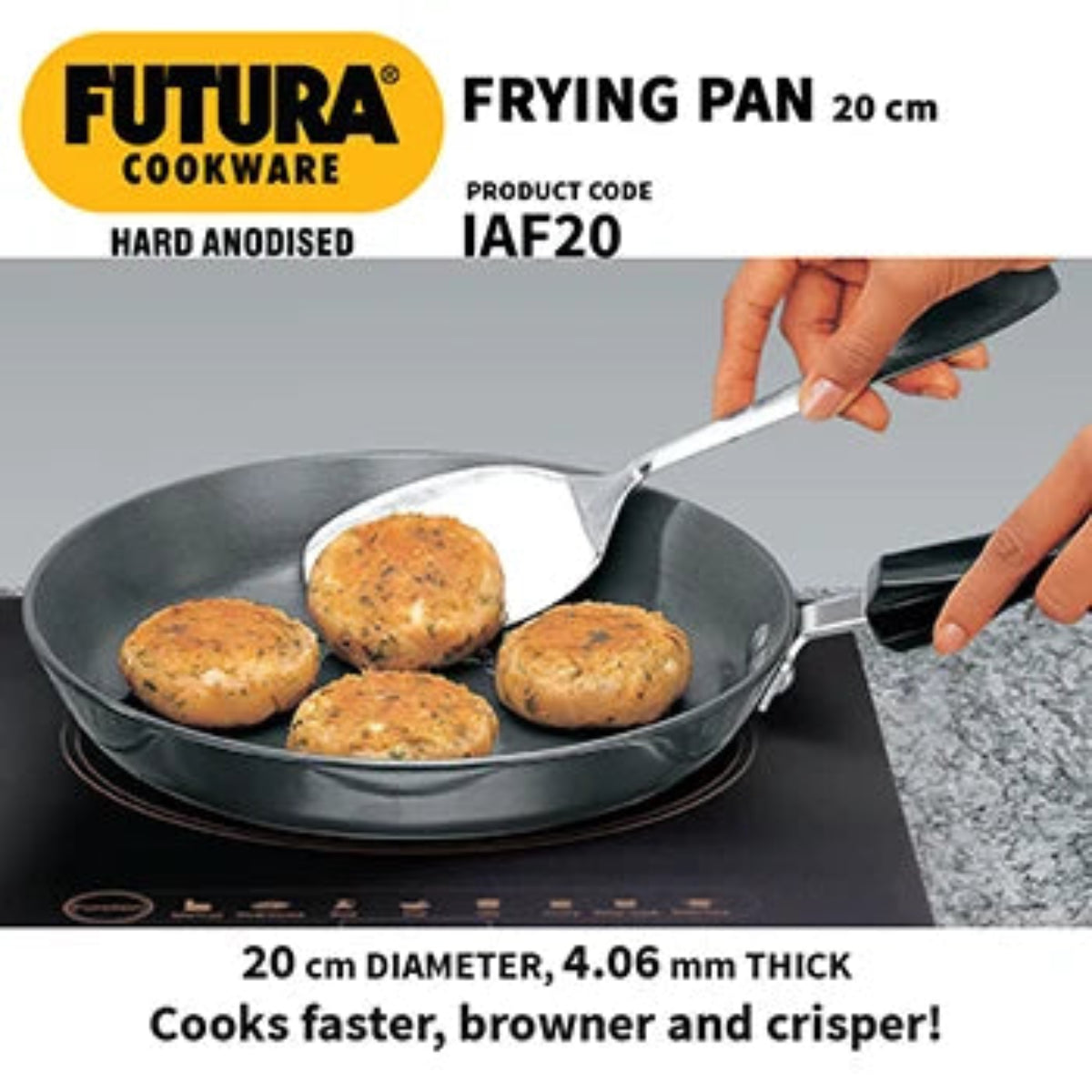 Futura By Hawkins Induction Compatible Hard Anodized Frying Pan 20 cm (3.25 mm Thick)