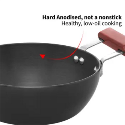 Futura By Hawkins Induction Compatible Hard Anodised Kadhai (Deep-Fry Pan) 2 Litre with Glass Lid