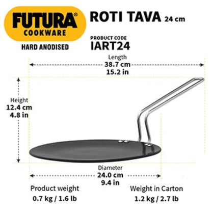 Futura By Hawkins Induction Compatible Hard Anodised Roti Tava 24 cm (4.88 mm Thick)
