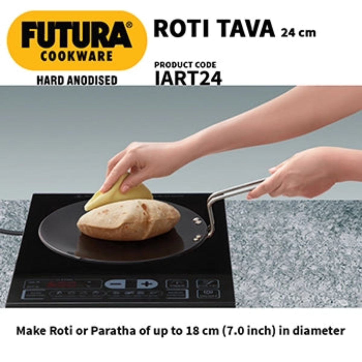 Futura By Hawkins Induction Compatible Hard Anodised Roti Tava 24 cm (4.88 mm Thick)