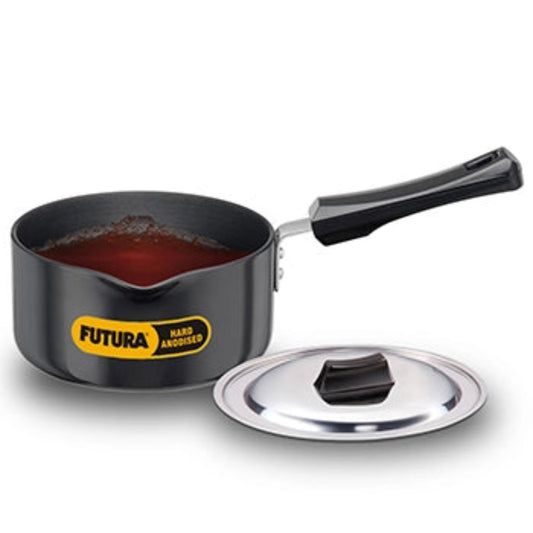 Futura By Hawkins Induction Compatible Hard Anodised Saucepan 1.5 Litre with Stainless Steel Lid (3.25 mm Thick)