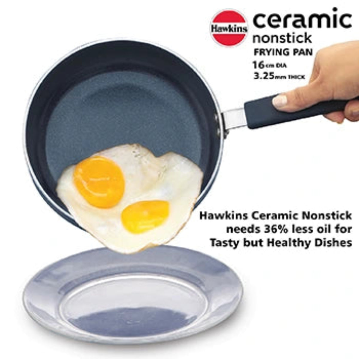 Hawkins Induction Compatible Ceramic Nonstick Frying Pan 16 cm