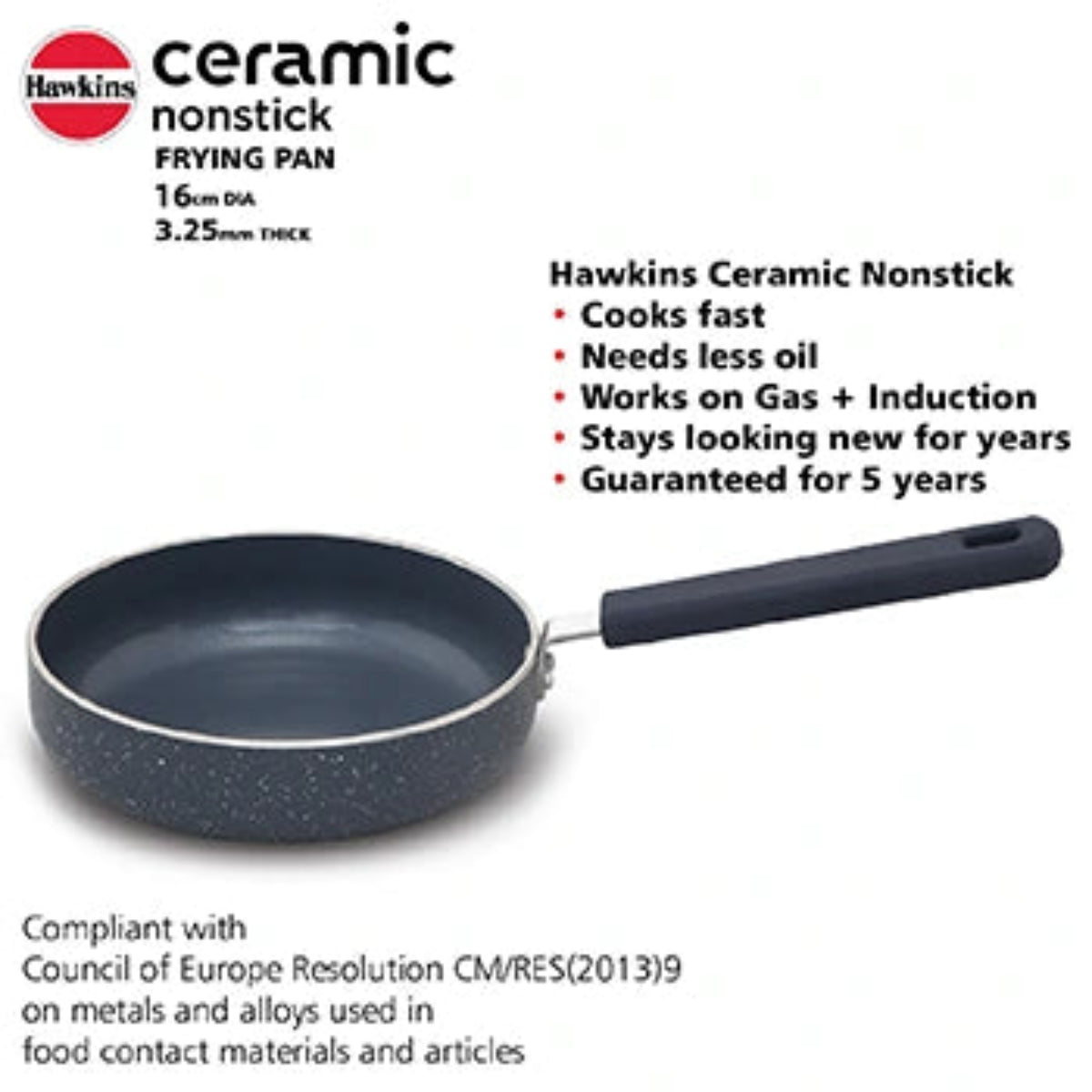 Hawkins Induction Compatible Ceramic Nonstick Frying Pan 16 cm