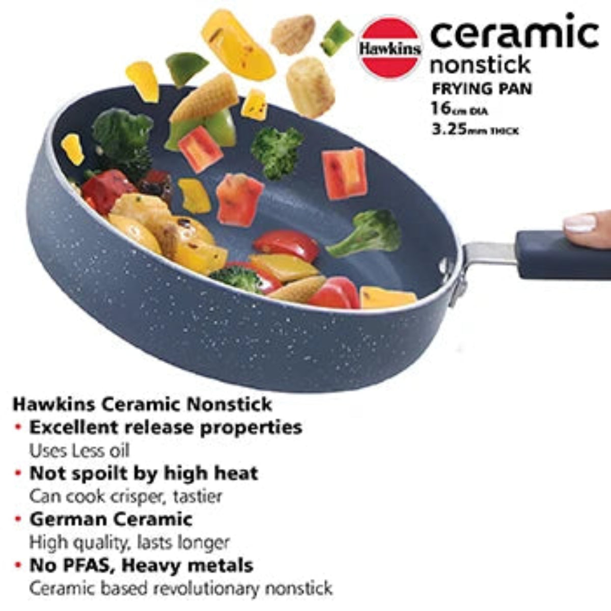 Hawkins Induction Compatible Ceramic Nonstick Frying Pan 16 cm