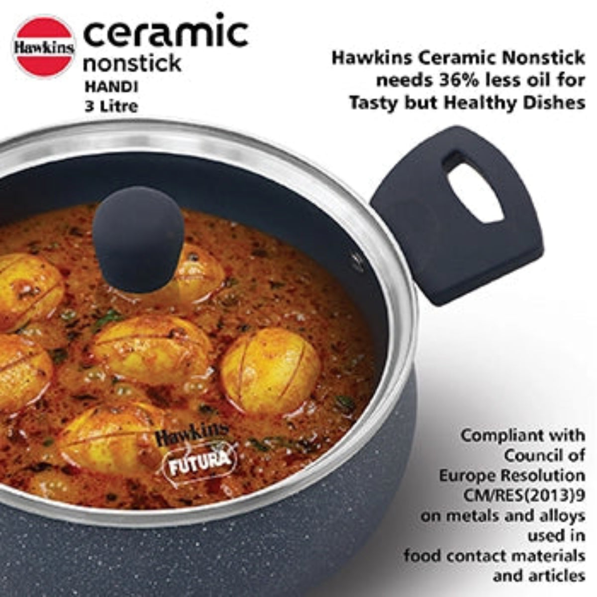 
Hawkins Induction Compatible Ceramic Nonstick Handi with Glass Lid
