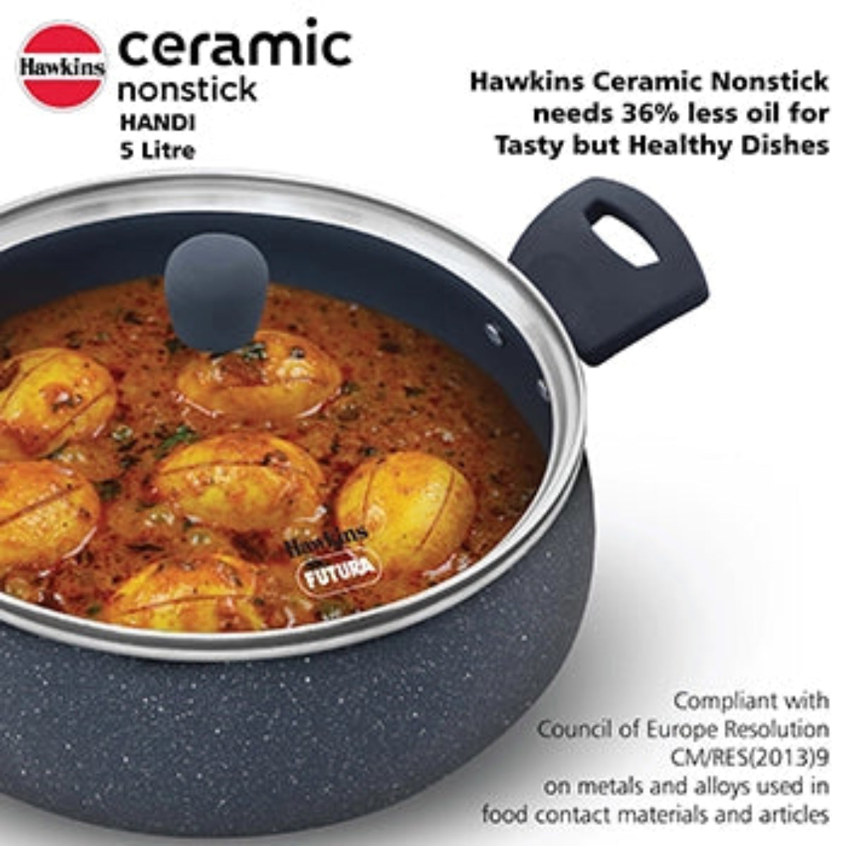
Hawkins Induction Compatible Ceramic Nonstick Handi with Glass Lid
