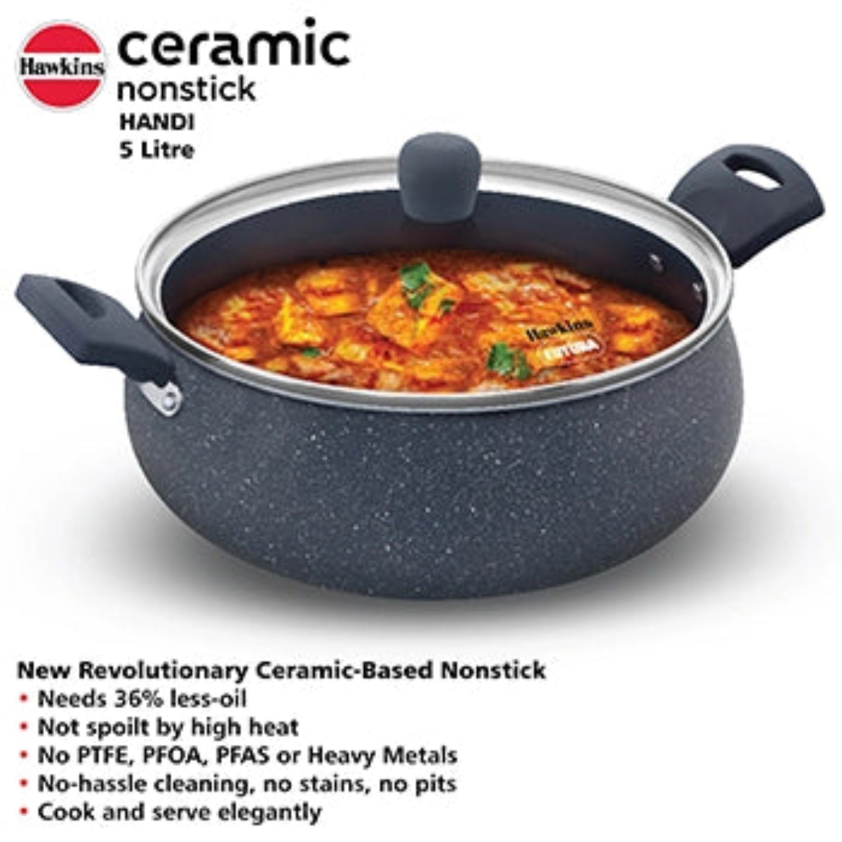 
Hawkins Induction Compatible Ceramic Nonstick Handi with Glass Lid
