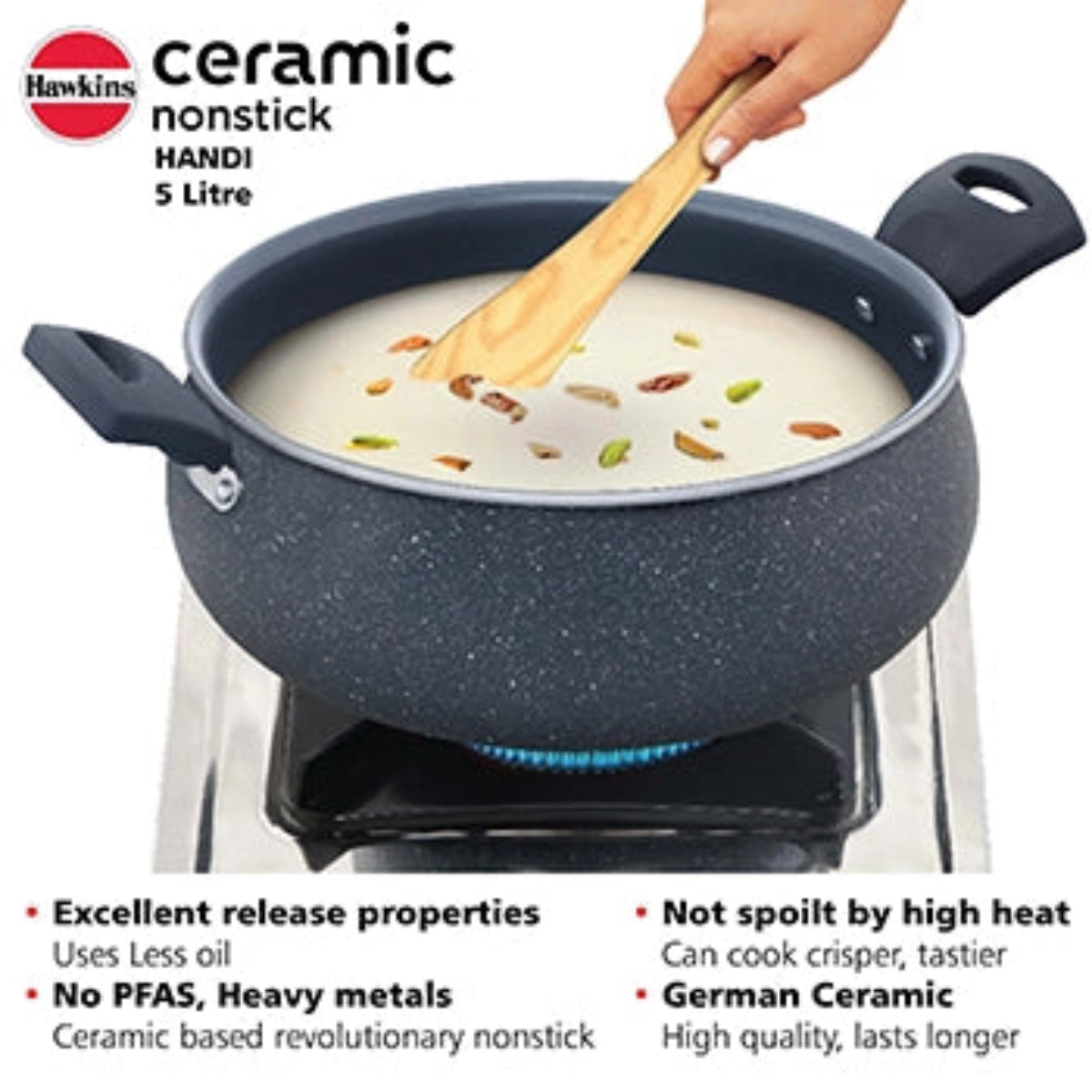 
Hawkins Induction Compatible Ceramic Nonstick Handi with Glass Lid
