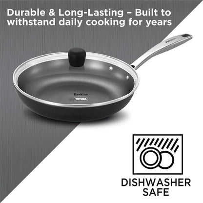 Futura By Hawkins Induction Compatible Futura Ironman 22 cm Slim Cast Iron Frying Pan with Glass Lid (IMF22G)