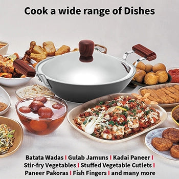 Futura By Hawkins  Induction Compatible Nonstick Deep Fry Pan 2.5 Litre with Stainless Steel Lid (Flat Bottom, 3.25 mm Thick)
