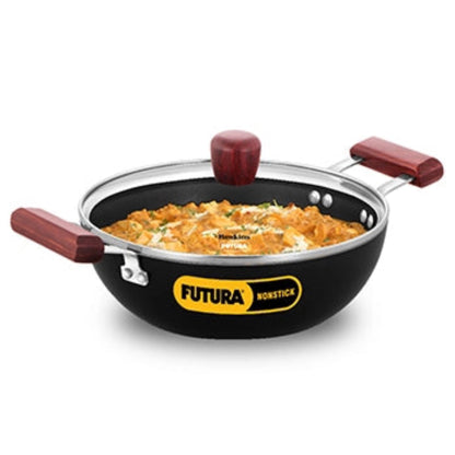 Futura By Hawkins Induction Compatible Nonstick  Kadhai  with Glass Lid