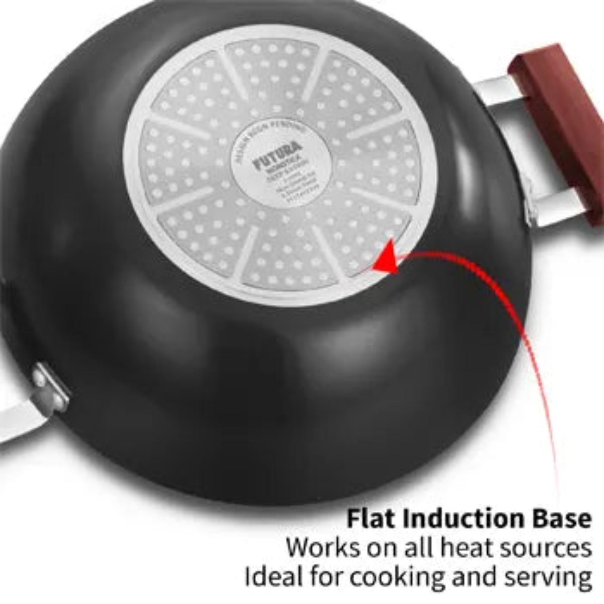 Futura By Hawkins Induction Compatible Nonstick  Kadhai  with Glass Lid