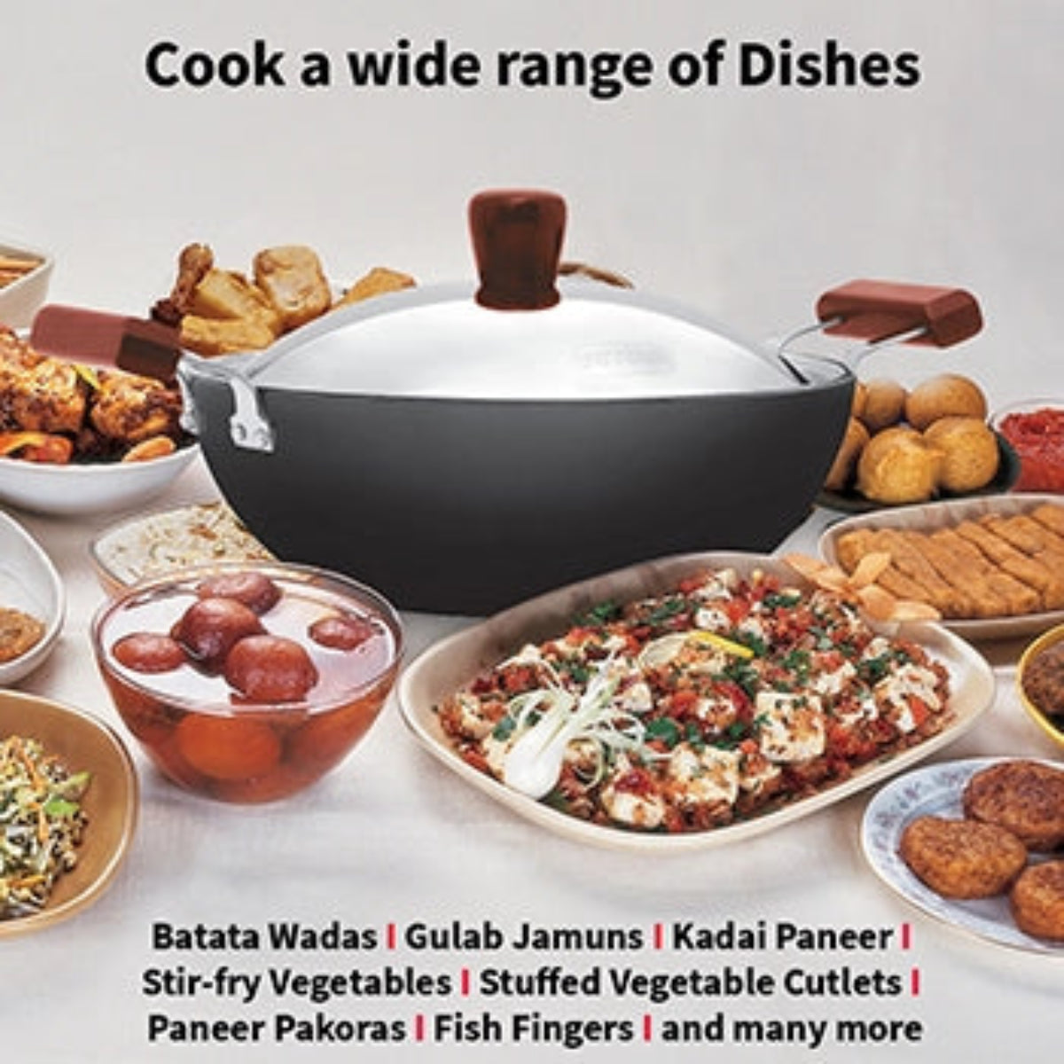 Futura By Hawkins Induction Compatible Nonstick Deep Kadhai 3.5 Litre with Stainless Steel Lid (Flat Bottom)