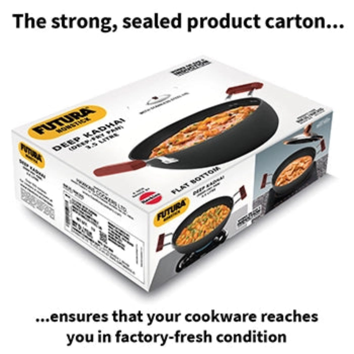 Futura By Hawkins Induction Compatible Nonstick Deep Kadhai 3.5 Litre with Stainless Steel Lid (Flat Bottom)