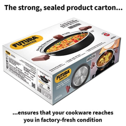 Futura By Hawkins Induction Compatible Nonstick  Kadhai  with Glass Lid