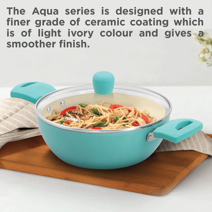 Hawkins Aqua Die Cast Cook n Serve Casserole with Glass Lid