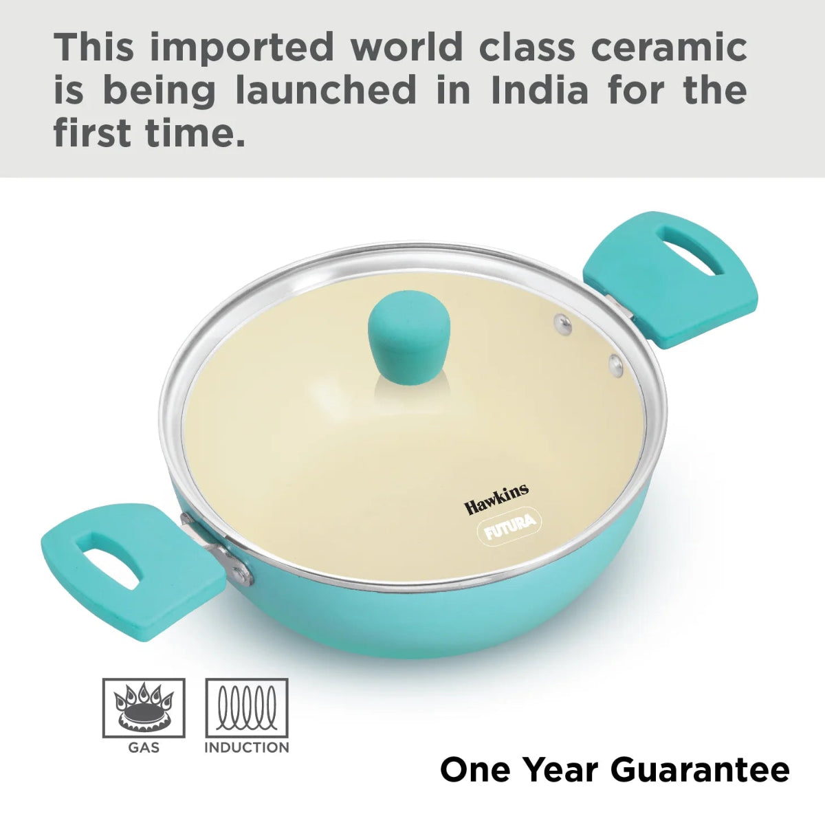 Hawkins Aqua Die Cast Cook n Serve Casserole with Glass Lid
