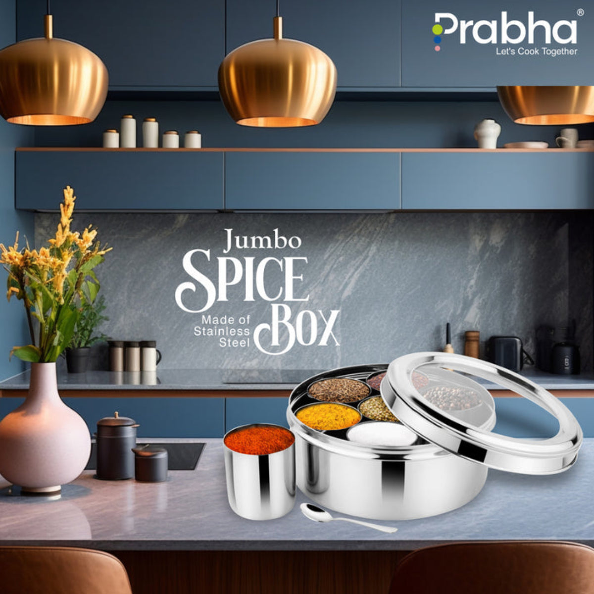 Prabha Jumbo Spice Box With See Through Lid