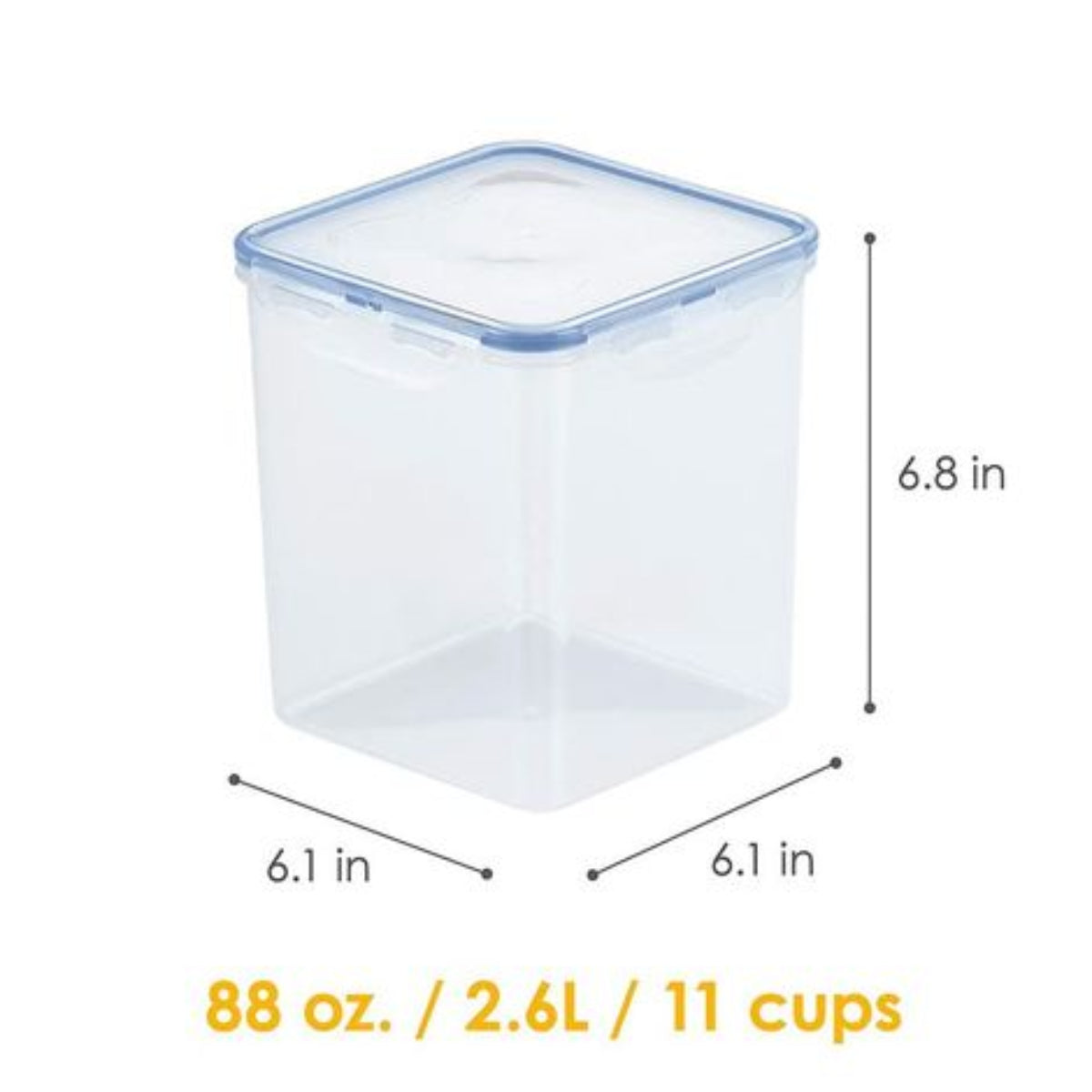 Lock & Lock Classics Square Plastic Airtight Food Storage Containers with Leak Proof Lid