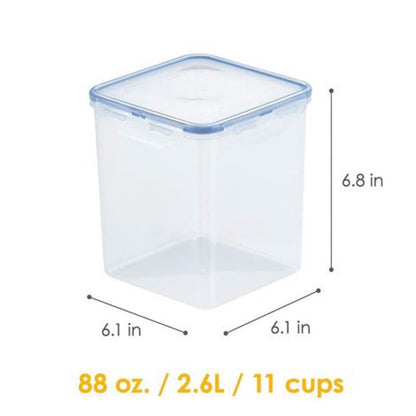 Lock & Lock Classics Square Plastic Airtight Food Storage Containers with Leak Proof Lid