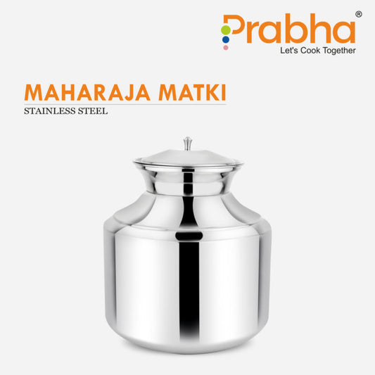 Praha Stainless Steel Water Storing Maharaja Plain Matki for Home & Kitchen