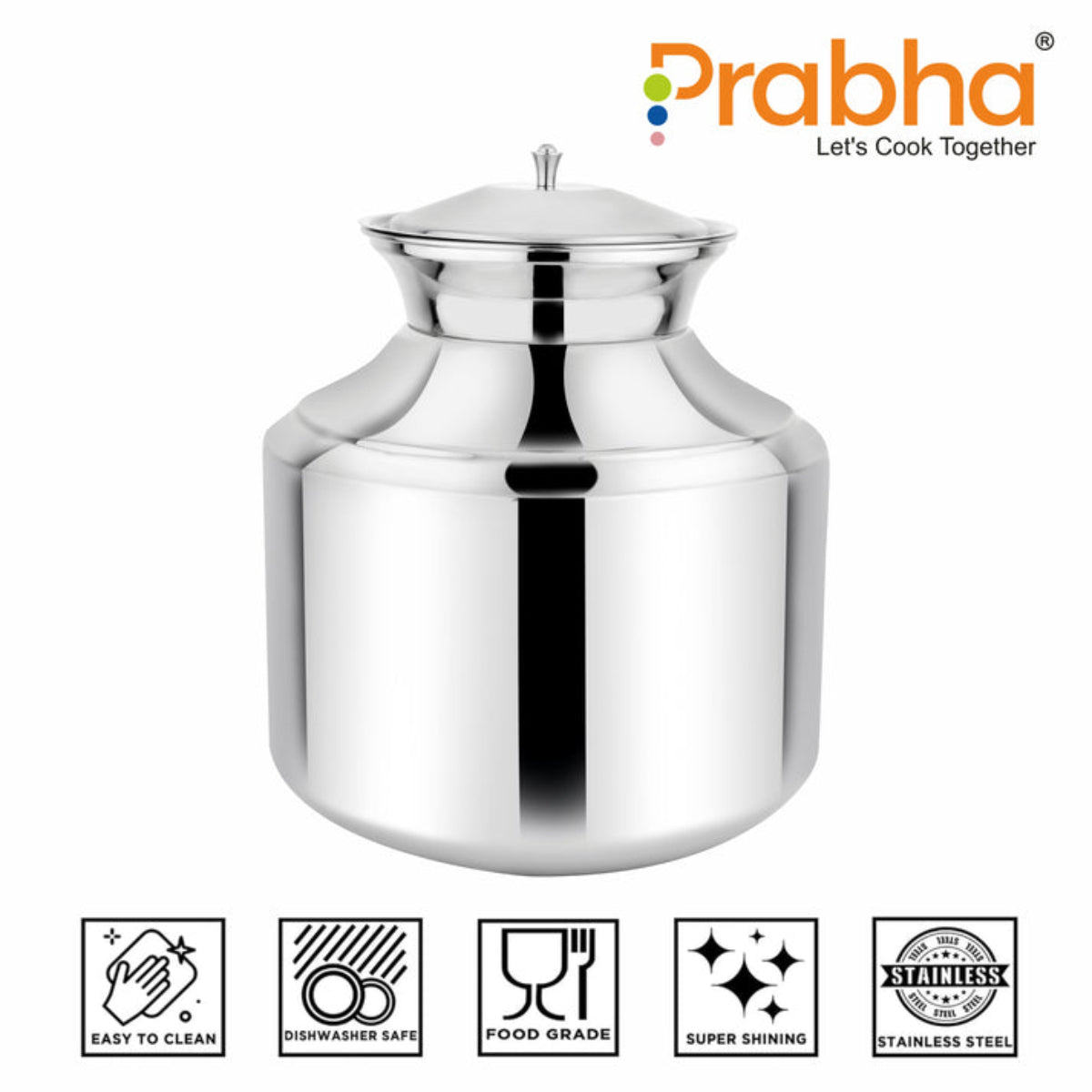 Praha Stainless Steel Water Storing Maharaja Plain Matki for Home & Kitchen