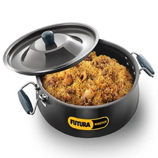 Futura By Hawkins Nonstick Biryani Handi 12 Litre with Hard Anodised Lid (4.06 mm Thick) (NBH12)