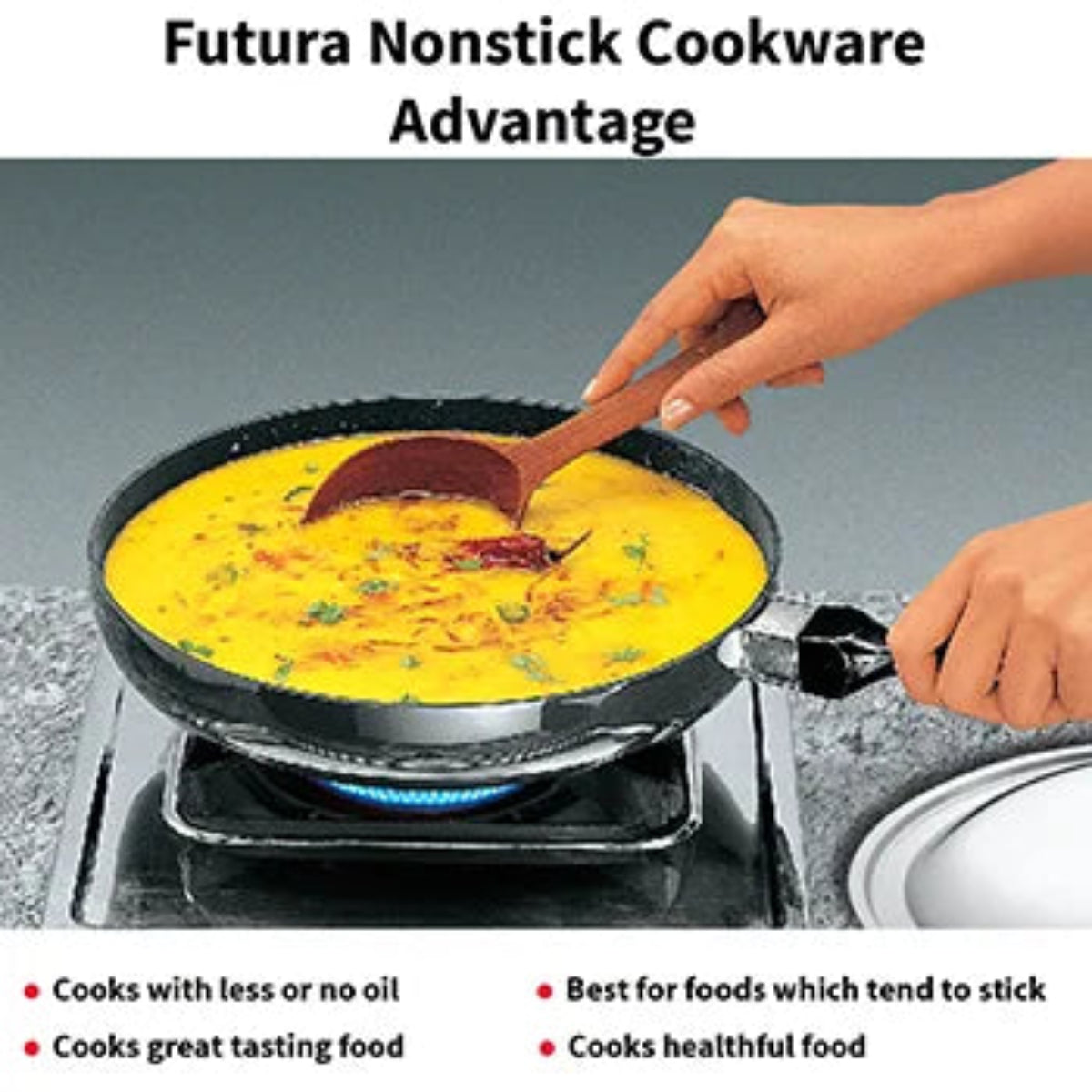 Hawkins Nonstick Frying Pan 24 cm with Stainless Steel Lid (Rounded Sides, 3.25 mm Thick)