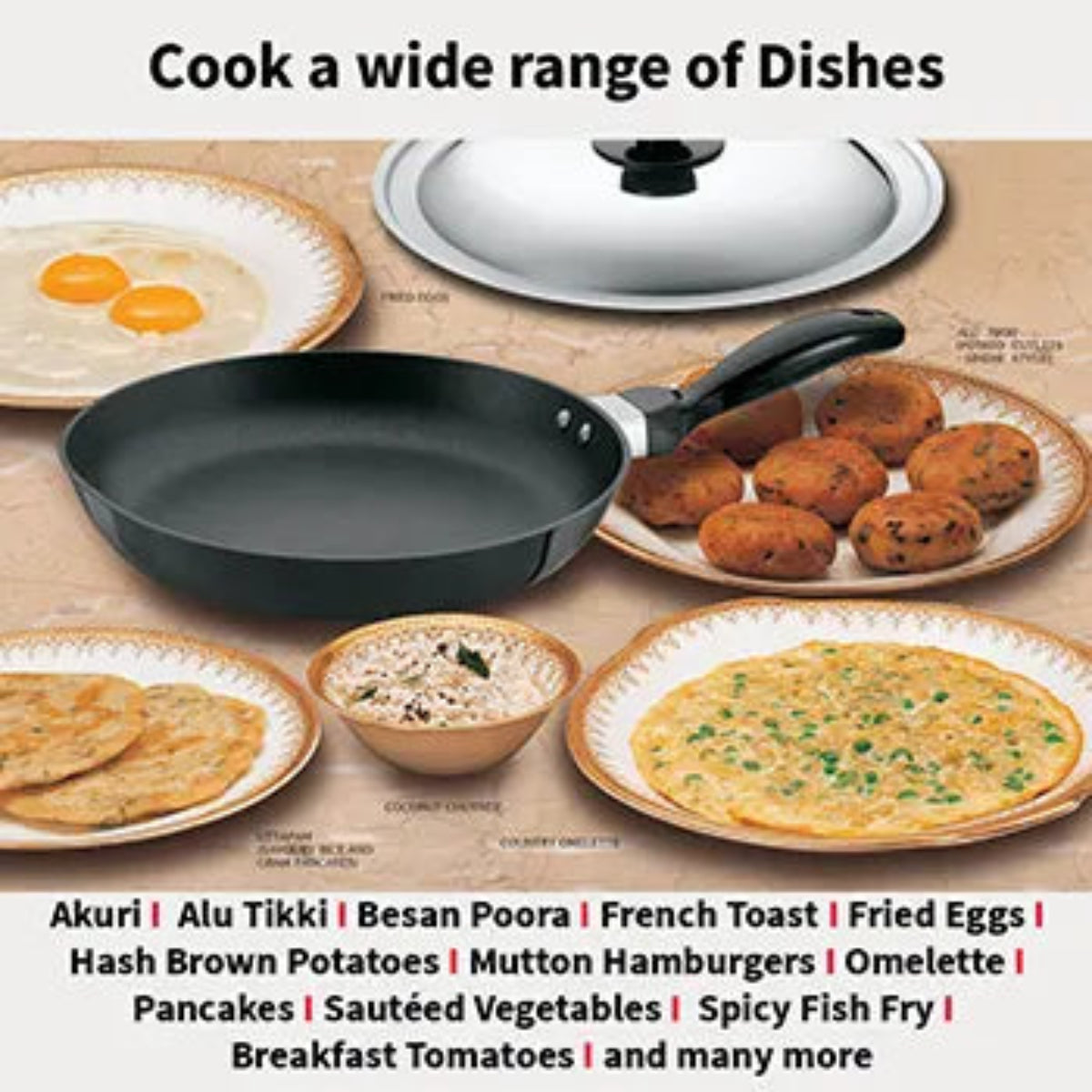 Hawkins Nonstick Frying Pan 24 cm with Stainless Steel Lid (Rounded Sides, 3.25 mm Thick)