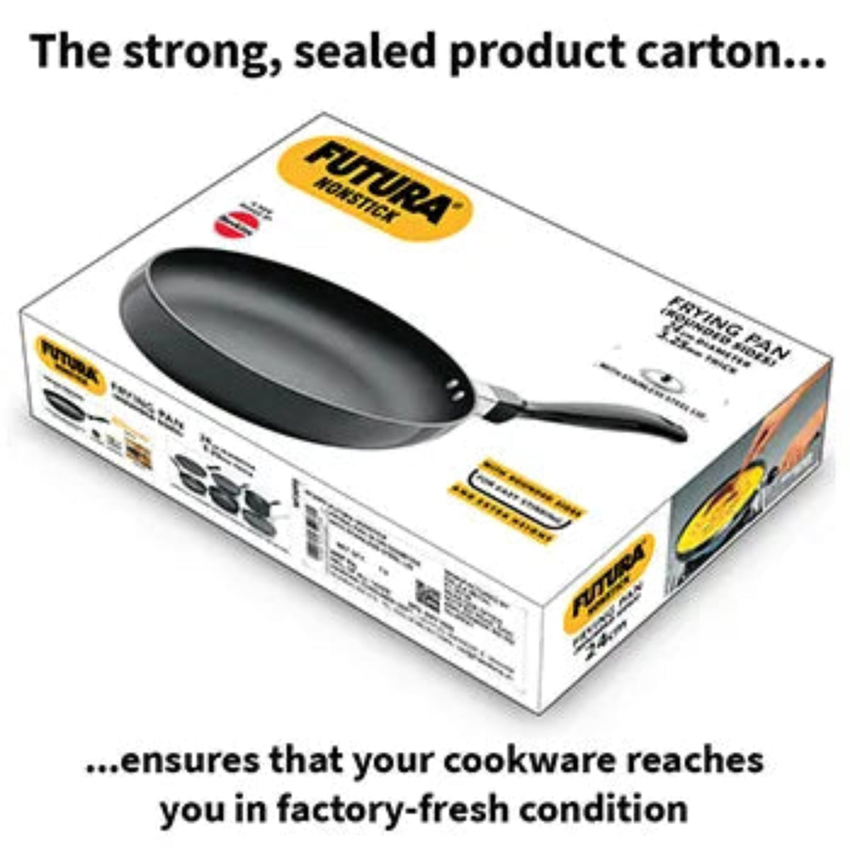 Hawkins Nonstick Frying Pan 24 cm with Stainless Steel Lid (Rounded Sides, 3.25 mm Thick)