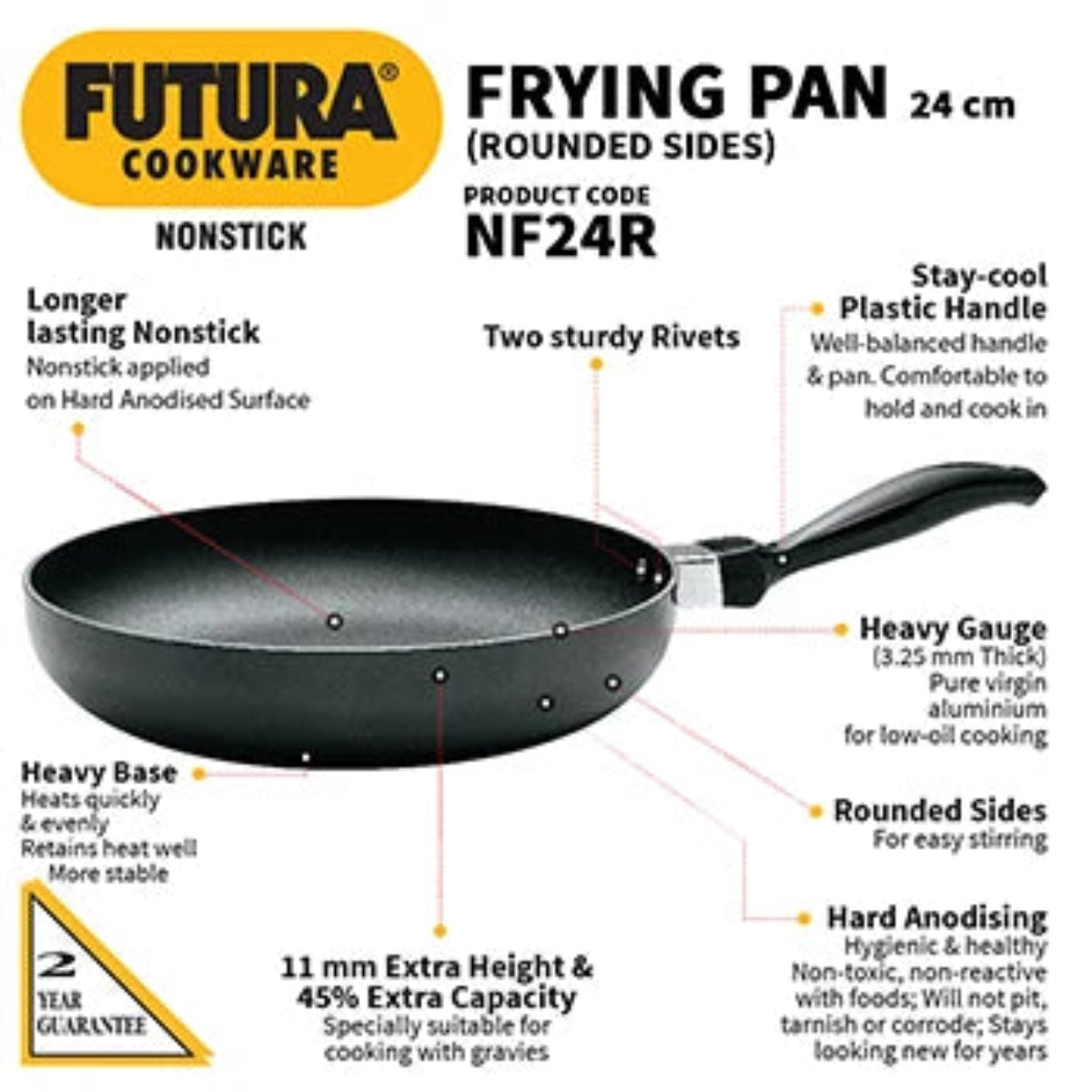 Hawkins Nonstick Frying Pan (Rounded Sides, 3.25 mm Thick)