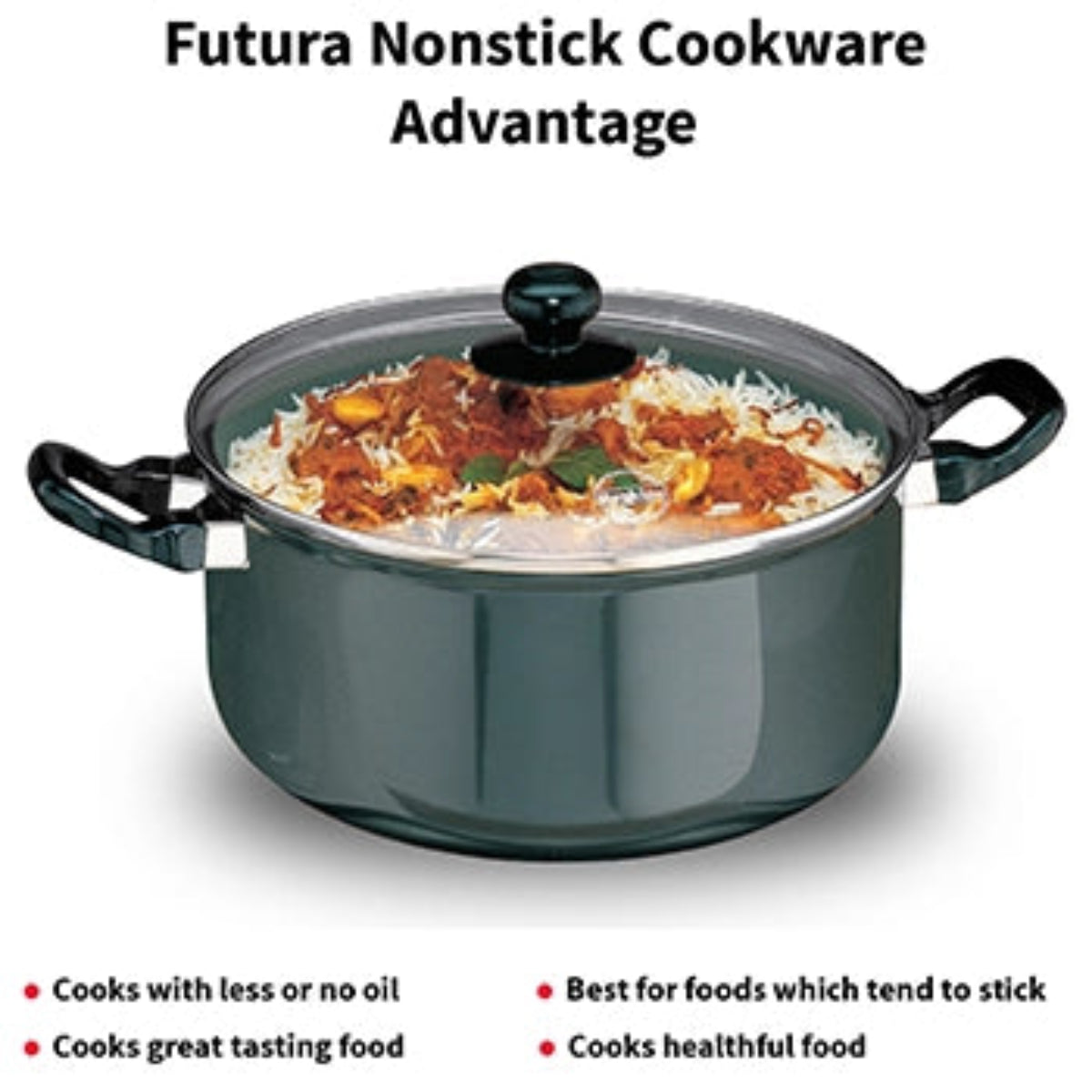 Futura By Hawkins Nonstick Cook-n-Serve Stewpot 5 Litre with Glass Lid (3.25 mm Thick)