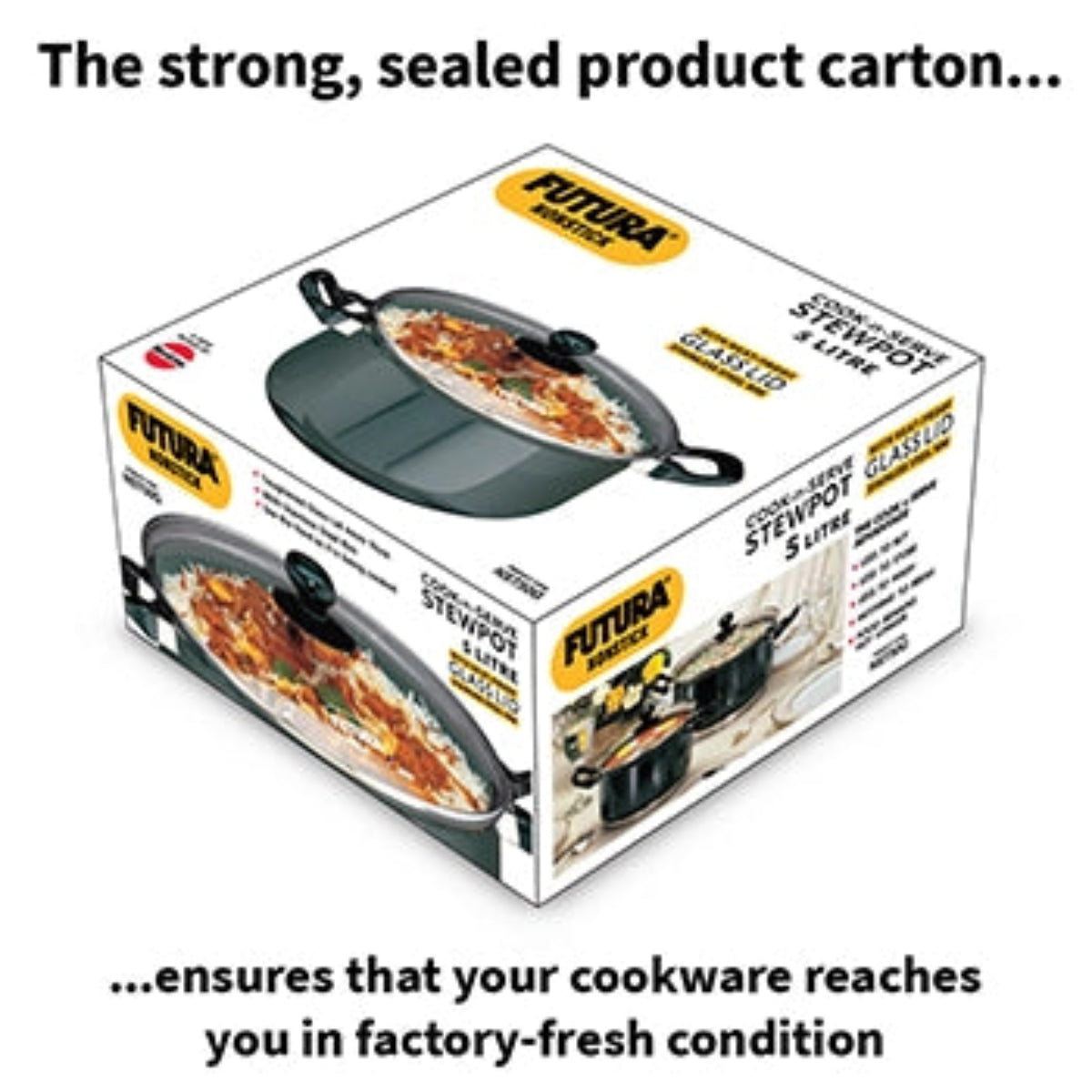 Futura By Hawkins Nonstick Cook-n-Serve Stewpot 5 Litre with Glass Lid (3.25 mm Thick)