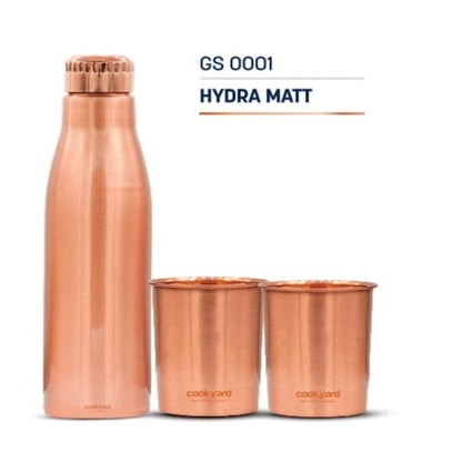 Cookyard Hydramatt Pure Copper Water Bottle 2 Glass Set