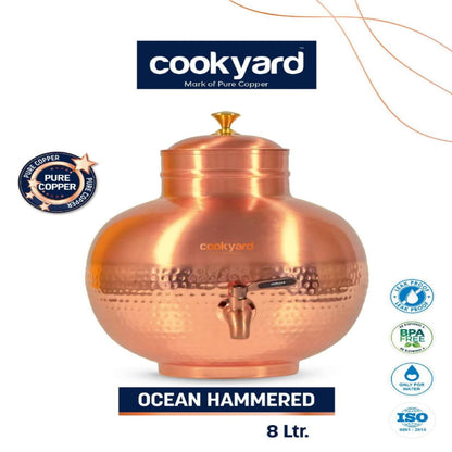 Cookyard Ocean Copper Hammered 8Ltr Water Dispenser
