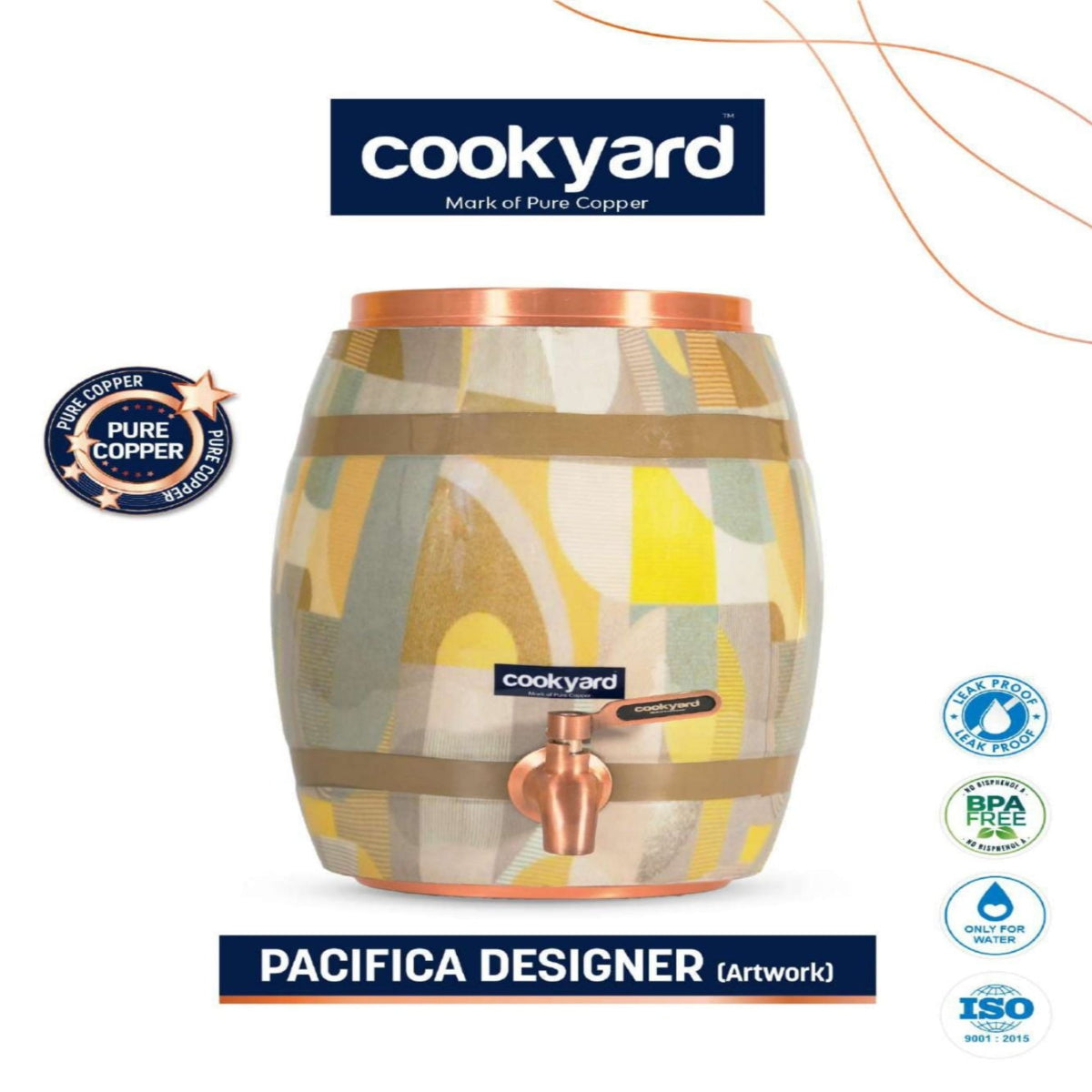 CookYard Pacifica Designer Artwork  Copper Water Dispenser