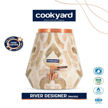 CookYard River Designer Marble Copper Water Dispenser 