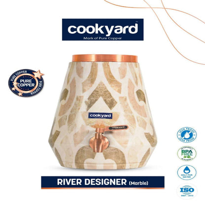 CookYard River Designer Marble Copper Water Dispenser 